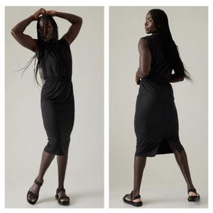 Athleta Santorini Cinch Dress - Black - Size Medium